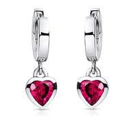 Materia Kinderohrringe Herz Silber 925 - Mädchen Creolen mit Zirkonia Herzen pink SO-389-rot