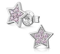 MATERIA Kinderohrringe Sterne Stecker Silber 925 Mädchen rosa Zirkonia Steine SO-443-Rosa