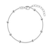 MATERIA Kugel Armband Damen Silber 925 rhodiniert - feine Armkette Sterlingsilber glänzend SA-23