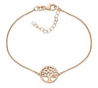 Materia Lebensbaum Armband Rosegold Damen - 925 Silber vergoldet 16-19,5cm SA-146-Rose