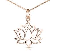 MATERIA Lotusblüte Kette Rosegold - 925 Silber rose vergoldet für Damen KA-69-Rose_K53-50 cm