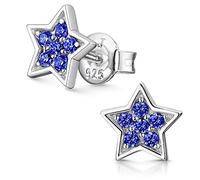 MATERIA Ohrringe Sterne Silber 925 blau - Damen Mädchen Ohrstecker SO-443-Blau
