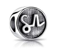 MATERIA Sternzeichen Steinbock Anhänger Silber 925 - Beads Perle Charms für Armband oder Kette antik schwarz #558