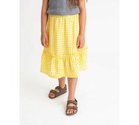 Matona Verspielter Rock für Kinder aus Leinen / Ruffled Skirt yellow gingham 3-4 Jahre