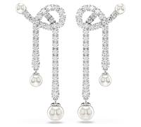 Matrix Drop-Ohrhänger, Kristallperle, Rundschliff, Weiß, Rhodiniert OS