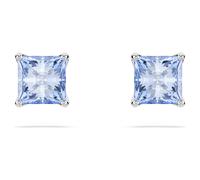 Swarovski Matrix-Ohrstecker, quadratisch, blau, rhodiniert, Einheitsgröße, Kristalle, rhodiniert, Kristall