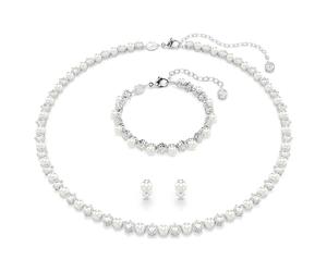 Matrix Set, Kristallperle, Rundschliff, Weiß, Rhodiniert OS