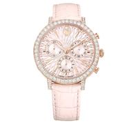 Swarovski Uhr Matrix Tennis Chrono Rosa – Roségold, Lederarmband, Kristalle, Schweizer Produktion
