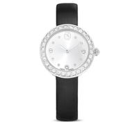 Swarovski Matrix Tennis Uhr, Schweizer Produktion, Lederarmband, Schwarz, Edelstahl