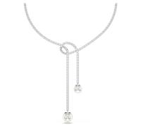 Matrix Y-Halskette, Kristallperle, Rundschliff, Weiß, Rhodiniert OS