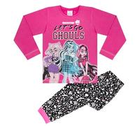 Mattel Monster High Lets Go Ghouls Pyjama-Set, langärmelig, 100 % Baumwolle, Hot Pink/Schwarz, Pink, hot pink / schwarz, 9-10 Years