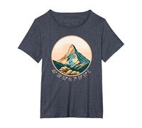 Matterhorn Schweiz Wandern Retro Berg Zermatt Matterhorn T-Shirt, Damen Große Größen, Blau Meliert, 3X