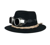 Mauerer Trachtenhut für Herren mit Gletscherbrille Filzhut für Herren in Anthrazit und beiger Kordel - abnehmbare Gletscherbrille - Tiroler Hut (DE/NL/SE/PL, Numerisch, 57, Schwarz)