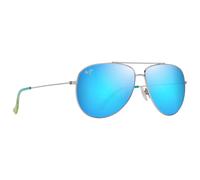 Maui Jim - Hauoli XL Argent Brillant Bleus Verts Bleu Hawaï MauiPure - Sonnenbrille Bleu Sans