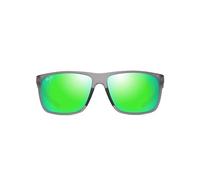 Maui Jim Herren Lehopulu Rechteckige Sonnenbrille, Mattes, transparentes Grau/Mauigreen, polarisiert, Large