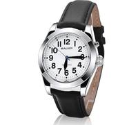 MAUJOY Deutsch Sprechende Herren Armbanduhr I Datum- und Zeitansage I Für Blinde, Senioren und Demenzkranke I Lederarmband I Verstellbares