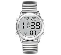 MAUJOY Deutsch Sprechende Herren Armbanduhr I Funkarmbanduhr I LCD Große Zahl Leicht zu Lesen I Datum- und Zeitansage I Für Blinde, Senioren und Demenzkranke (Silber)