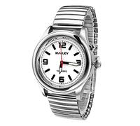 MAUJOY Sprechende Armbanduhr für Herren (versilbertes und versilbertes Federarmband), übergroße Ziffern - ideal für Senioren, Sehbehinderte und ältere Menschen