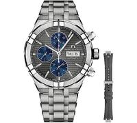 Maurice Lacroix Aikon Automatik-Chronograph, 44 mm Edelstahlgehäuse, Edelstahl und schwarzes Kautschukband, 20 ATM Wasserdichtigkeit, Titan & graue Gummibänder, Modern
