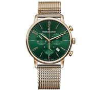 MAURICE LACROIX Eliros Chronograph Green Damen-Armbanduhr Analog Quarz mit goldfarbenem Milanaise-Edelstahlband EL1098-PVP06-620-1
