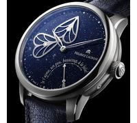 Maurice Lacroix Masterpiece Embrace Manufaktur | MP6068-SS001-430-1 | Damen-Armbanduhr | Automatik | Schweizer Kaliber | Saphirglas | Aventurinblaues Zifferblatt mit Diamanten | Lederband blau | NEU O
