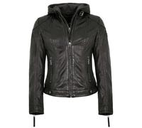 Lederjacke MAURITIUS "Cacey LEGV", Damen, Gr. 3XL, schwarz, Obermaterial: 100% Schafsleder. Futter: 100% Baumwolle. Kapuze: 60% Baumwolle, 40% Polyester. Ärmelfutter: 100% Polyester, unifarben, regula