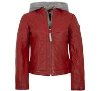Mauritius - Damen Echtleder Lederjacke Lammnappa Kapuze rot