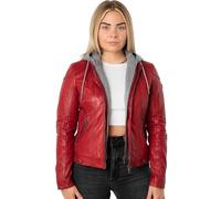Mauritius - Damen Echtleder Lederjacke Lammnappa Kapuze rot