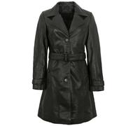 Mauritius - Damen Trenchcoat Ledermantel Gürtel Lammnappa schwarz : 3XL