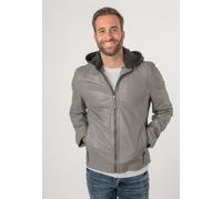 Mauritius - Herren Lederjacke Kapuze Lammnappa light grey : 3XL