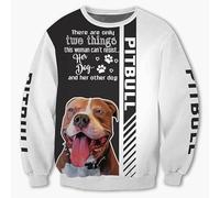 MAUXpIAO Hoodies Jacken T-Shirts Shorts Strickjacke dünner 3D PITBULL DOG Pullover mit Volldruck für Herren und Damen lässiges Polyester-Sweatshirt-Oberteil baumwolle/a3/4XL