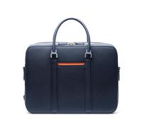 Maverick & Co. Manhattan Doppelreißverschluss Leder Laptoptasche - 16 Zoll Aktentasche für Herren, stilvolle Business Reise & Arbeit Tasche, langlebig, Navy-tiger-Orange, Medium to Large