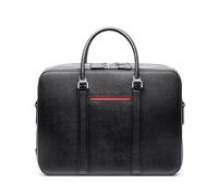 Maverick & Co. Manhattan Doppelreißverschluss Leder Laptoptasche - 16 Zoll Aktentasche für Herren, stilvolle Business Reise & Arbeit Tasche, langlebig, Schwarz-Rennrot, Large