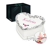Maverton Herz Schmuckkästchen mit Aufdruck - Schmuckschatulle mit Spieluhr Ballerina - Musikschmuckdose in Herzform für Mädchen - Jewelkeeper zur Taufe - zur Erstkommunion - zum Geburtstag - Herzen