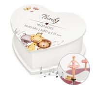 Maverton Herz Schmuckkästchen mit Aufdruck - Schmuckschatulle mit Spieluhr Ballerina - Musikschmuckdose in Herzform für Mädchen - Jewelkeeper zur Taufe - zur Erstkommunion - zum Geburtstag - Tiere