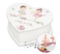 Maverton Herz Schmuckkästchen mit Aufdruck - Schmuckschatulle mit Spieluhr Ballerina - Musikschmuckdose in Herzform für Mädchen - Jewelkeeper zur Taufe - zur Erstkommunion - zum Geburtstag - Tänzerin