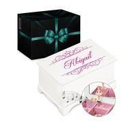 Maverton Jewelkeeper mit Aufdruck - Schmuckschatulle mit Spieluhr Ballerina - Musikschmuckdose für Mädchen - Schmuckkästchen zur Taufe - zur Erstkommunion - zum Geburtstag - ohne Schublade - Ornament