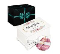 Maverton Jewelkeeper mit Aufdruck - Schmuckschatulle mit Spieluhr Ballerina - Musikschmuckdose für Mädchen - Schmuckkästchen zur Taufe - zur Erstkommunion - zum Geburtstag - ohne Schublade - Blumen