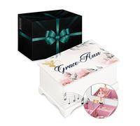 Maverton personalisierte Musik Schmuckdose mit Aufzieh-Spieluhr - Schmuckkästchen Ballerina - Musikspieldose für Mädchen zur Geburt - zum Geburtstag - zu Weihnachten - ohne Schublade - Fee