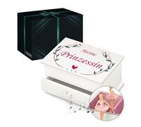 Maverton personalisierte Musik Schmuckdose mit Aufzieh-Spieluhr - Schmuckkästchen Ballerina - Musikspieldose für Mädchen zur Geburt - zum Geburtstag - zu Weihnachten - mit Schublade - Prinzessin