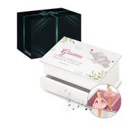 Maverton personalisierte Musik Schmuckdose mit Aufzieh-Spieluhr - Schmuckkästchen Ballerina - Musikspieldose für Mädchen zur Geburt - zum Geburtstag - zu Weihnachten - mit Schublade - Elefant