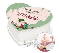 Maverton personalisierte Musikschmuckdose in Herzform mit Aufzieh-Spieluhr - Schmuckkästchen Ballerina Spieldose - Herz Schmuckkiste für Mädchen zur Taufe Erstkommunion - zu Weihnachten - Elbe