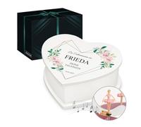 Maverton personalisierte Musikschmuckdose in Herzform mit Aufzieh-Spieluhr - Schmuckkästchen Ballerina Spieldose - Herz Schmuckkiste für Mädchen zur Taufe Erstkommunion - zu Weihnachten - Kommunion