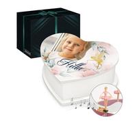Maverton personalisierte Musikschmuckdose in Herzform mit Aufzieh-Spieluhr - Schmuckkästchen Ballerina Spieldose - Herz Schmuckkiste für Mädchen zur Taufe Erstkommunion - zu Weihnachten - Elfe