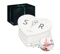 Maverton personalisierte Musikschmuckdose in Herzform mit Aufzieh-Spieluhr - Schmuckkästchen Ballerina Spieldose - Herz Schmuckkiste für Mädchen zur Taufe Erstkommunion - zu Weihnachten - Monochrom