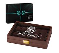 Maverton Uhrenbox mit Gravur für 6 Uhren & 3 Brillen - Uhrenschachtel mit abnehmbaren Uhrenkissen - Aufbewahrungsbox - Brillenetui für Frauen - zum Geburtstag - braun - Verzierung