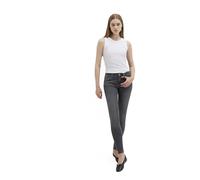 Mavi Damen Adriana Jeans, Dark Grey Distressed Street, Mid-Rise, Super Skinny, 28W 28L
