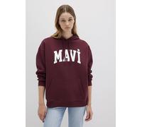 Mavi Damen Logo Hoodie Pullover, Pomegranate, XS
