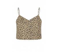 Mavi Damen Top | Baumwolle, Leinen | V-Ausschnitt mit Spaghettiträgern | Allover-Leopardenmuster | Regular Fit | Ärmellos | gemustert