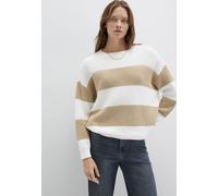 Strickpullover MAVI "STRIPED SWEATER", Damen, Gr. XL, antique weiß, Grobstrick, 100% Baumwolle, oversize normal, Rundhals, normaler Saum, Pullover Strickpullover, Pullover gestreift (99621462-XL) anti